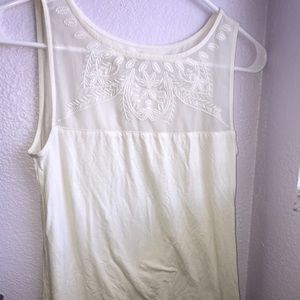 Cream Embroidered Tank